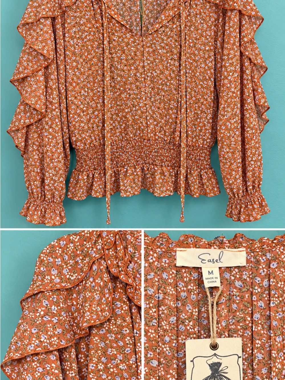 Easel Ruffle Top Size Medium NWT